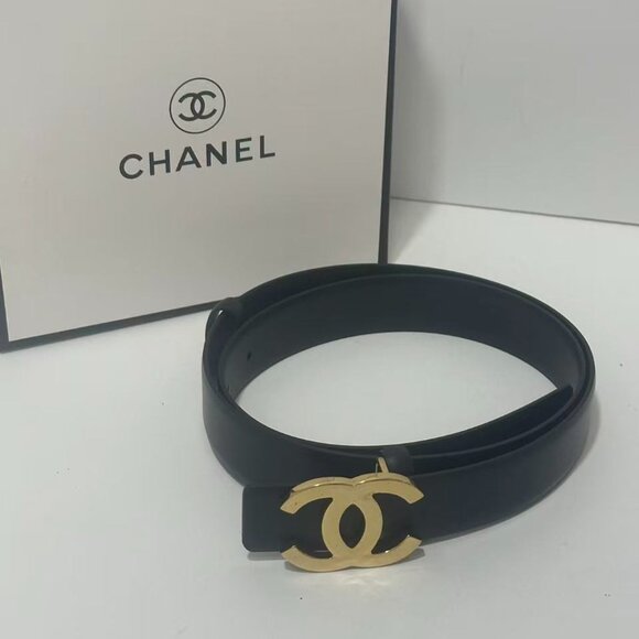 Chanel Black Leather Belt - Picture 1 of 5